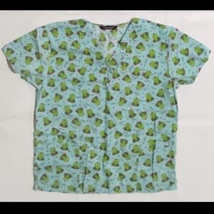 Caslon Green Frog Print Women's Short Sleeve Top